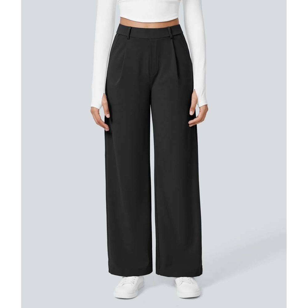 Halara Flex DayStretch High Waisted Pocket Straight Leg Work Pants Women's L